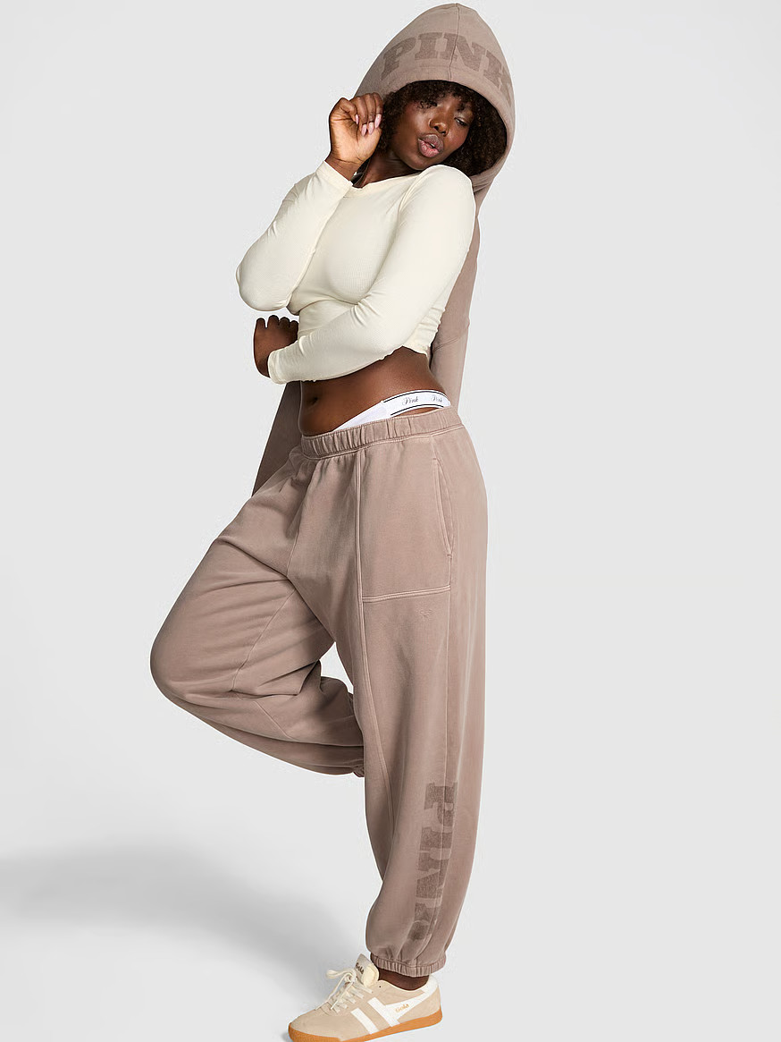 Buy Luxe Fleece Baggy Sweatpants, Panama Beige - Order Bottoms online - PINK US | Victoria's Secret (US / CA )