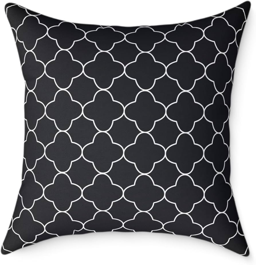 Black and White Moroccan Trellis Pattern Square Pillow Decorative Throw Pillow Elegant Home Decor | Amazon (US)