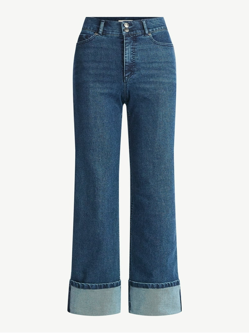 Sofia by Sofia Vergara Women's and Women's Plus Margot Wide Crop Super High Rise Jeans, 27" Insea... | Walmart (US)