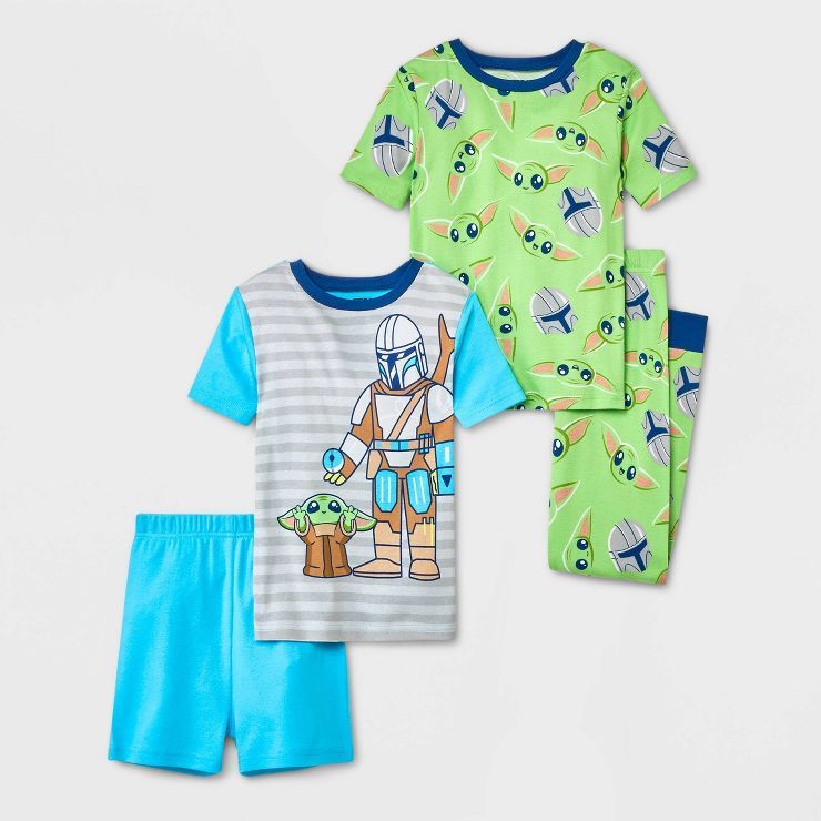 Boys' Disney Star Wars: The Mandalorian 4pc Pajama Set - Blue/Green | Target