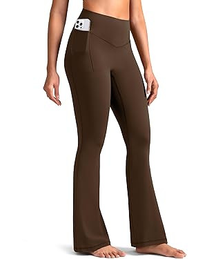 Colorfulkoala Dreamlux No Front Seam Flare Leggings for Women, High Waist Yoga Pants with Pocket ... | Amazon (US)