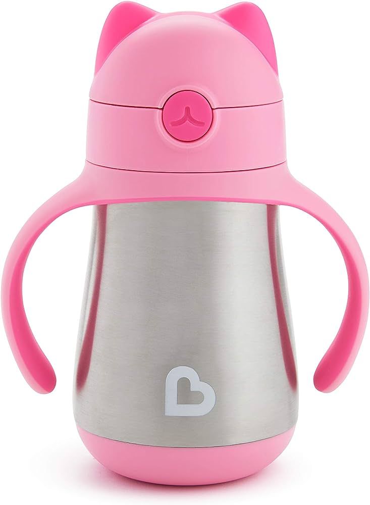 Munchkin® Cool Cat™ Toddler Sippy Cup with Straw Cup, 8 Ounce, Stainless Steel, Pink | Amazon (US)