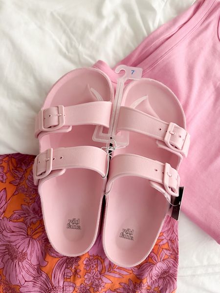 Pink for summer! 
Cutest platform slides - sizing help- In between sizing go down to your next full size. I’m a 7.5 and size 7 fits!


#LTKStyleTip #LTKSeasonal #LTKOver40