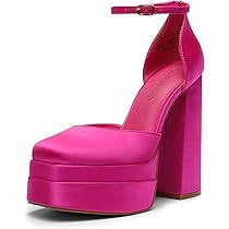 DREAM PAIRS Women’s High Chunky Platform Closed Toe Block Heels Square Toe Ankle Strap Dress We... | Amazon (US)