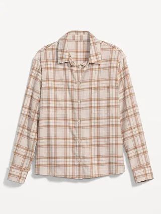 Cropped Plaid Flannel Boyfriend Shirt for Women | Old Navy (US)