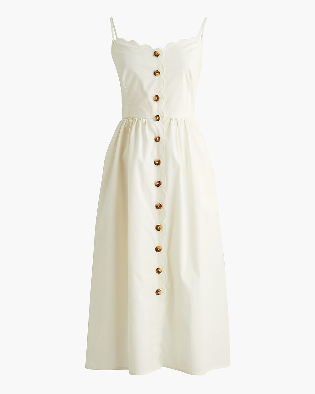Scallop-trim button-front midi dress | J.Crew Factory
