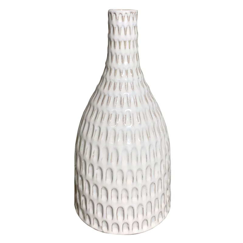 Crosby St. White Ceramic Dipped Vase, 10.5" | At Home
