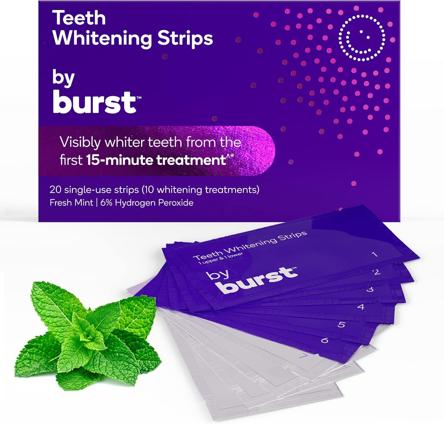 Burst Sensitive Teeth Friendly Whitening Strip Kit (Mint + Coconut) | 10 Treatments with No-Slip ... | Amazon (US)