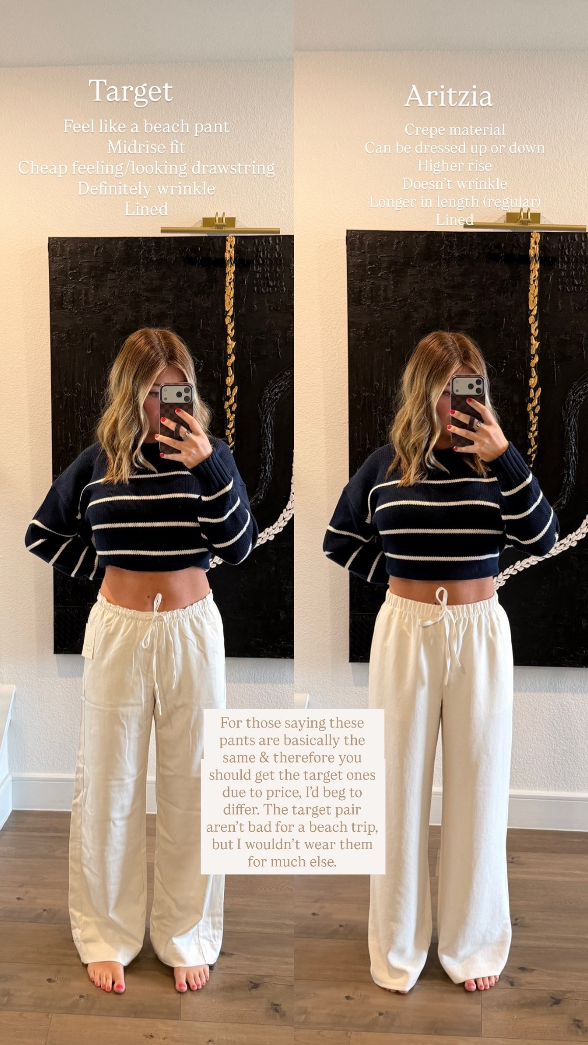 Viral Target pants vs Fan Fav Aritzia Lodge Pant - size medium regular length in both

Sweater is in a medium  

#LTKWorkwear