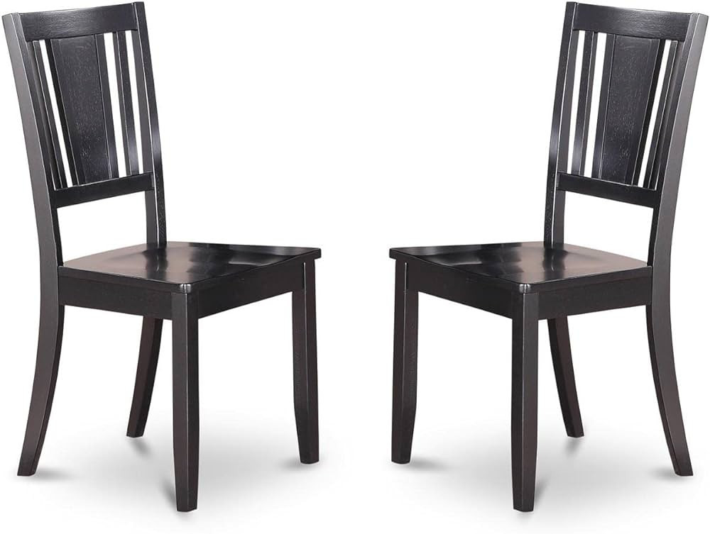 East West Furniture DUC-BLK-W Dudley Dining Room Chairs - Slat Back Solid Wood Seat Chairs, Set o... | Amazon (US)