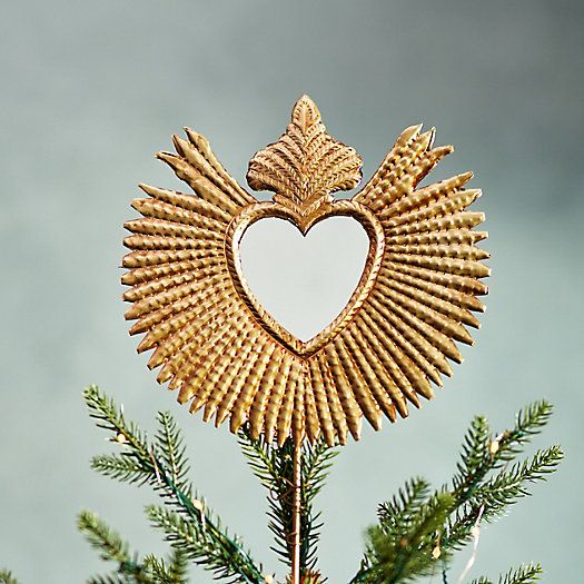 Mirrored Gold Heart Tree Topper | Terrain