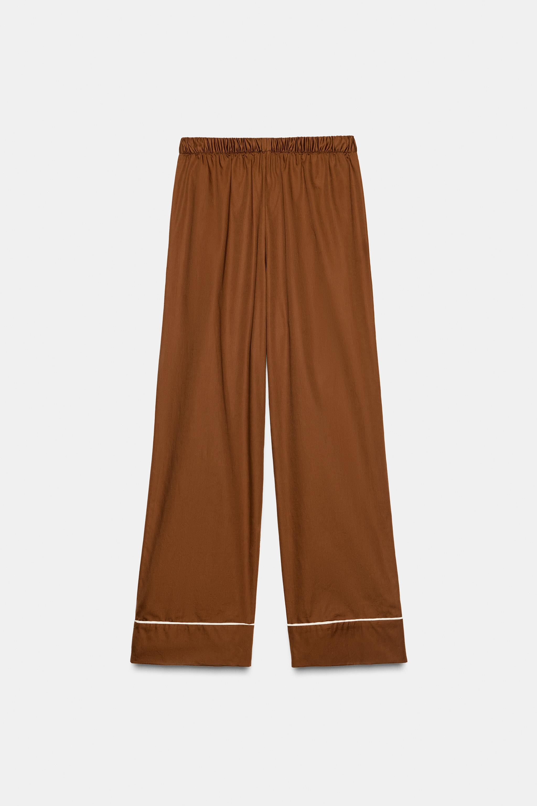 HOSE IM PYJAMA-STIL AUS POPELINE MIT KONTRAST | Zara DE