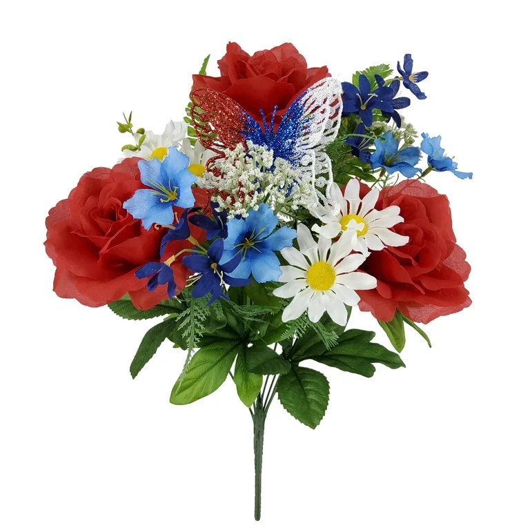 Mainstays 19 inches Indoor Artificial Rose Daisy Bouquet, Red, White and Blue Color. - Walmart.co... | Walmart (US)