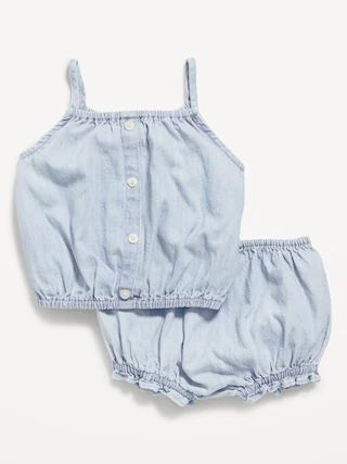 Chambray Button-Front Cami Top & Bloomer Shorts Set for Baby | Old Navy (US)