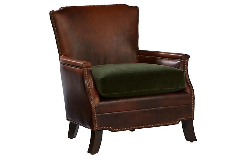 Gerry Club Chair, Cocoa Leather | One Kings Lane