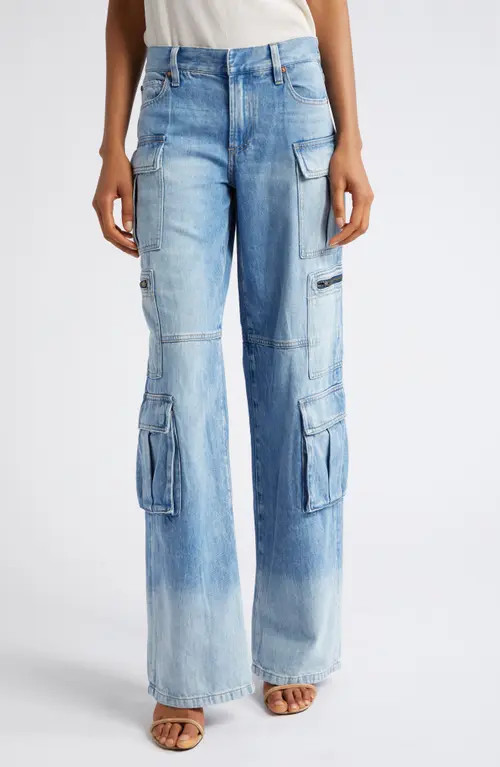 Alice + Olivia Cay Baggy Cargo Jeans in Brea Blue at Nordstrom, Size 29 | Nordstrom