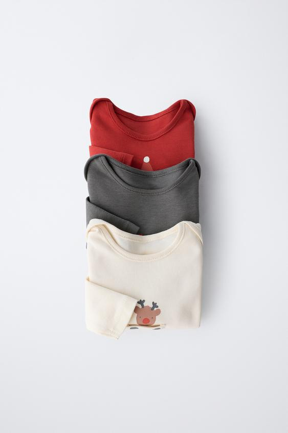 THREE-PACK OF SANTA, REINDEER, AND SNOWMAN BODYSUITS | Zara US