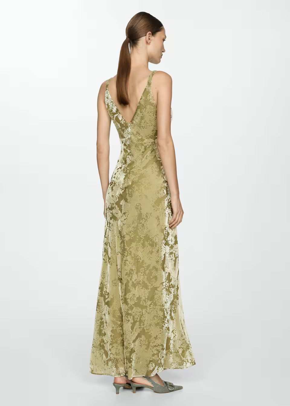 Long dress with velvet details -  Women | Mango USA | MANGO (US)