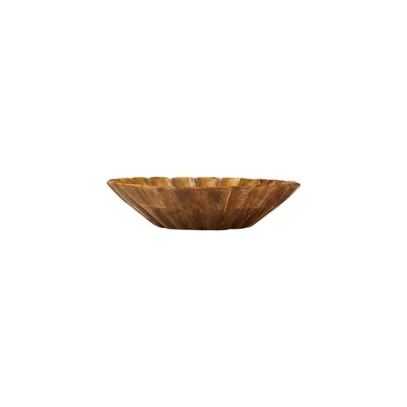 Creative Co-Op Boho Carved Wood Bowl with Scalloped Edge, Natural | Walmart (US)