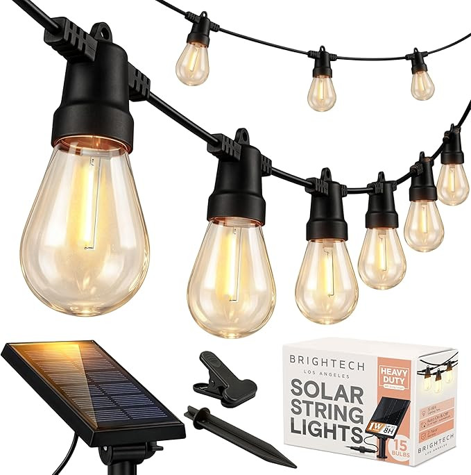 Brightech Ambience Pro Solar Powered Outdoor String Lights, 48 ft Commercial Grade Waterproof Pat... | Amazon (US)