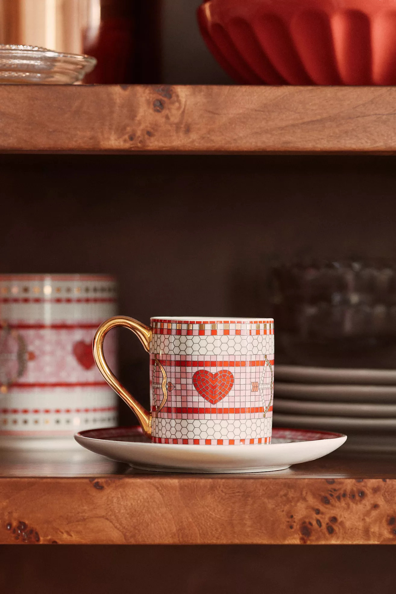 The Bistro Tile Stoneware Espresso Cup & Saucer: Valentine's Edition | Anthropologie (US)