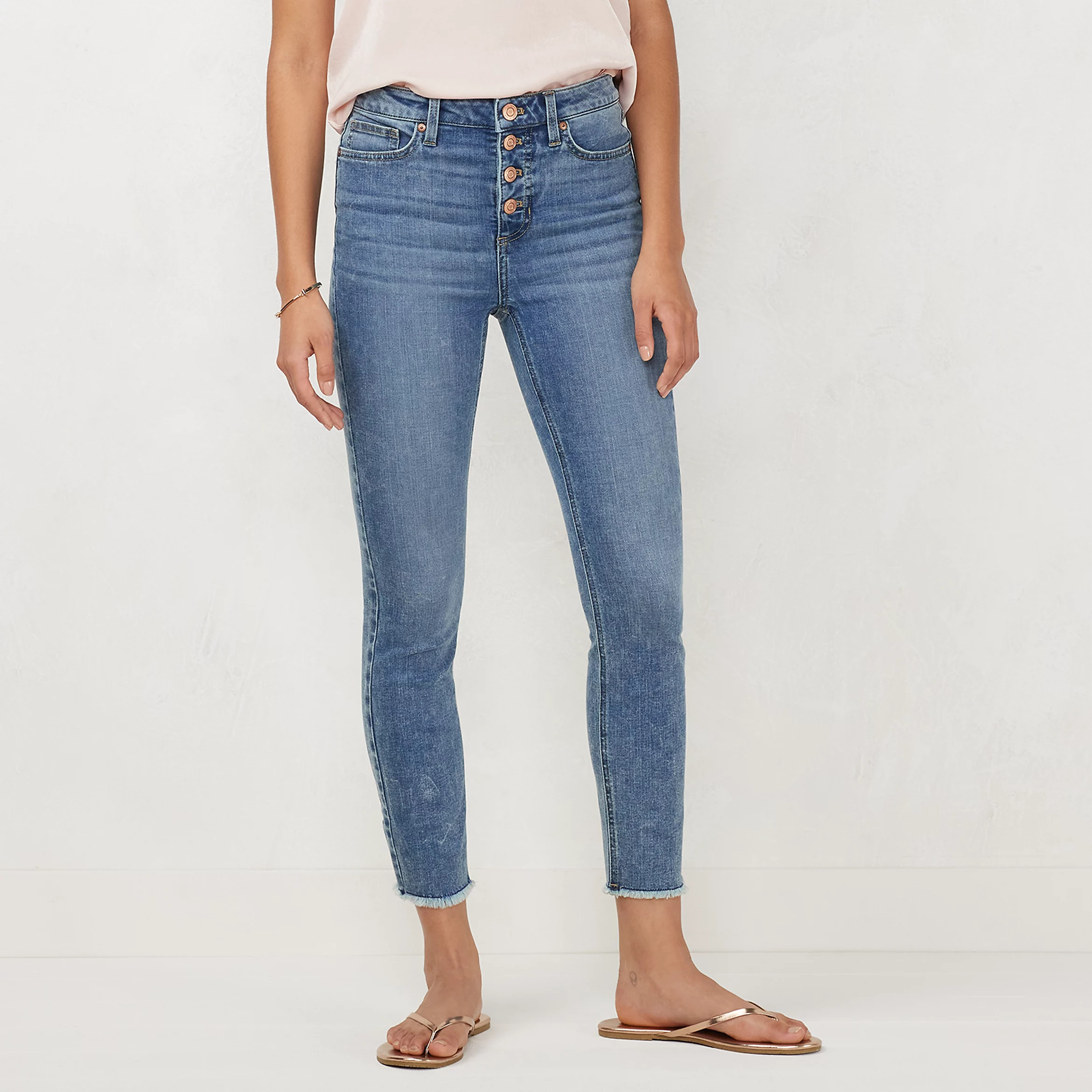 Women's LC Lauren Conrad Raw-Hem High-Waisted Skinny Ankle Jeans | Kohl's