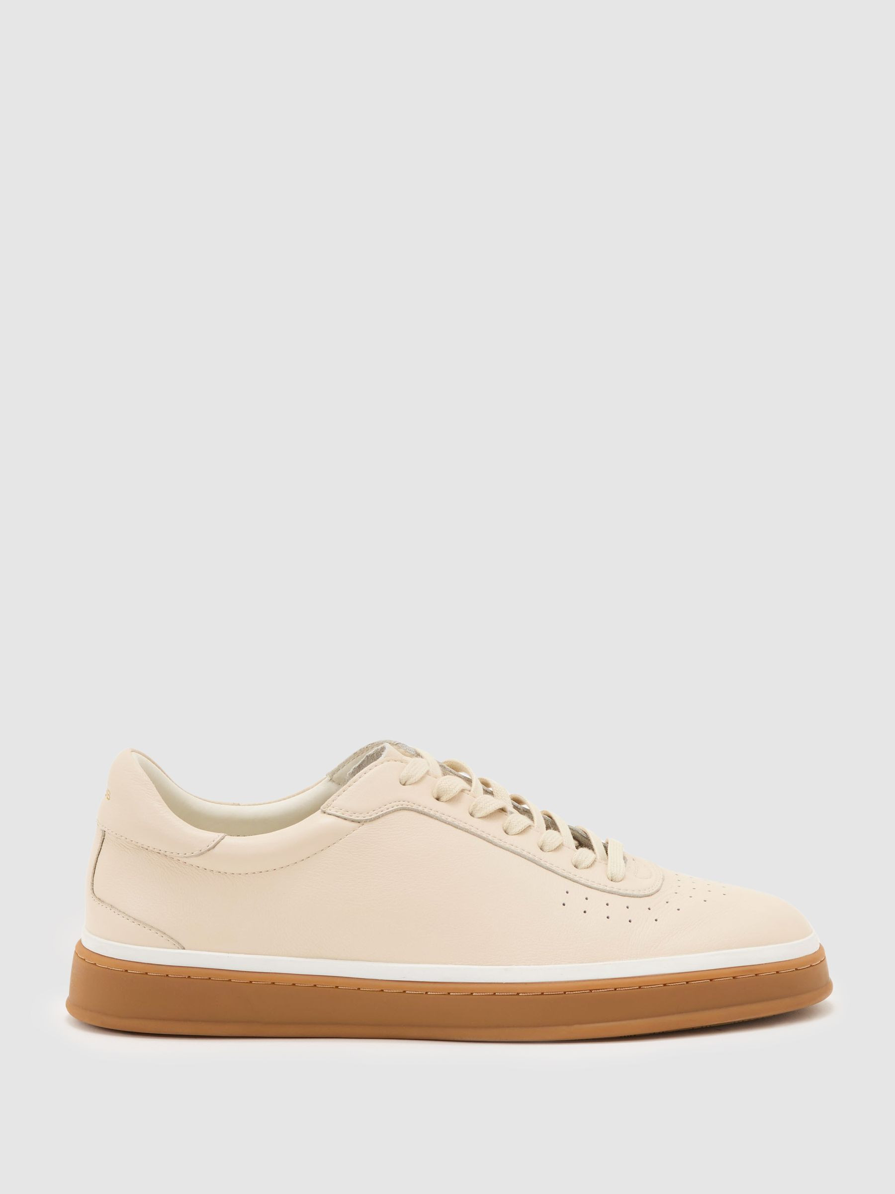 Turnschuhe aus perforiertem Leder in Steinbeige | Reiss DE