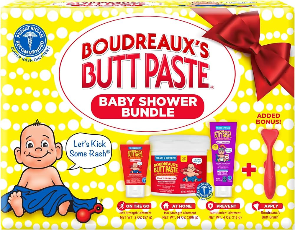 Boudreaux's Butt Paste Baby Shower Bundle, Baby Diaper Rash Cream Ointments & Applicator Kit | Amazon (US)