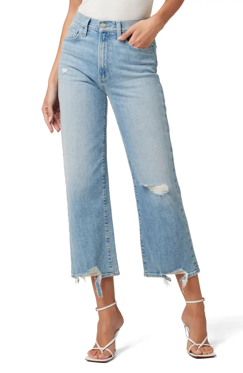 The Blake Crop Raw Hem Wide Leg Jeans | Nordstrom