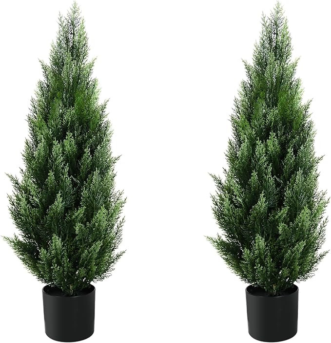 3FT Artificial Topiary Tree Beautiful Realistic Faux Cedar Pines Christmas Trees UV Rated Fake Sh... | Amazon (US)