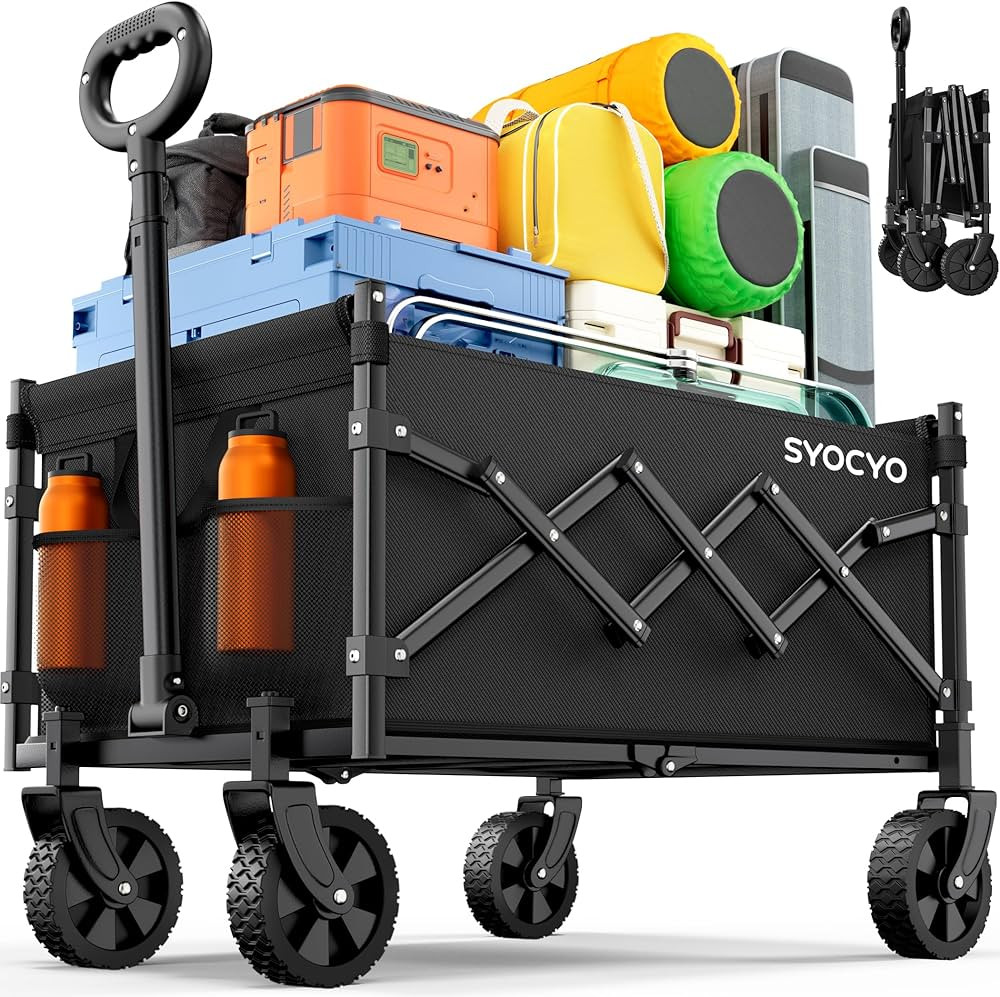 Collapsible Wagon Cart 220lbs Beach Foldable Wagon Lightweight & Portable Folding Utility Grocery... | Amazon (US)