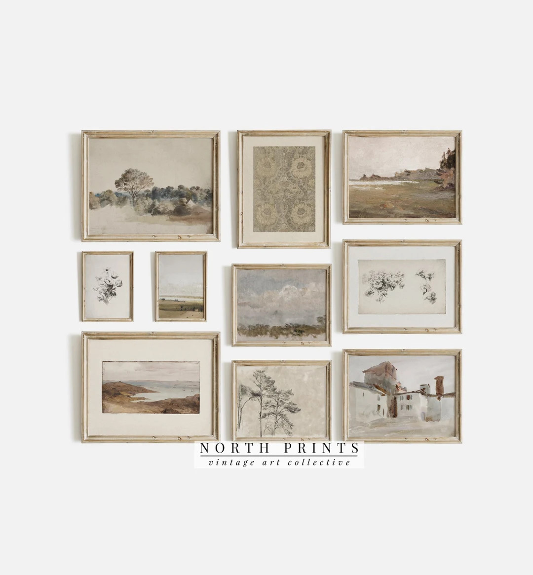 Neutral French Country Gallery Wall Art Vintage PRINTABLE - Etsy | Etsy (US)