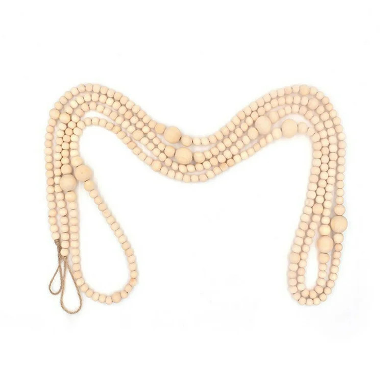 Leodye INS 3.6M Extra Long Wooden Bead Garland - Fireplace & Christmas Tree Decoration | Walmart (US)
