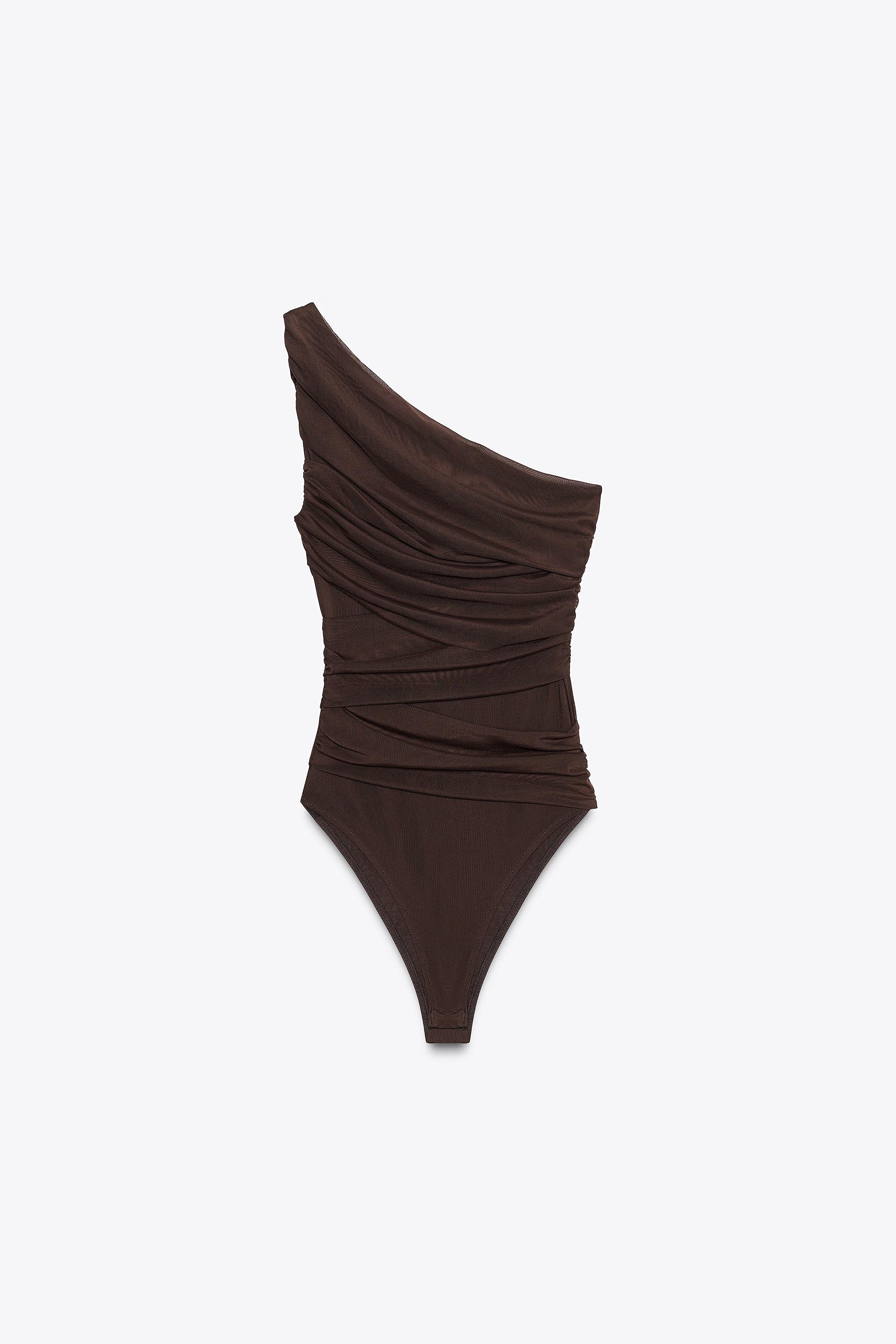 ASYMMETRIC DRAPED TULLE BODYSUIT | Zara UK