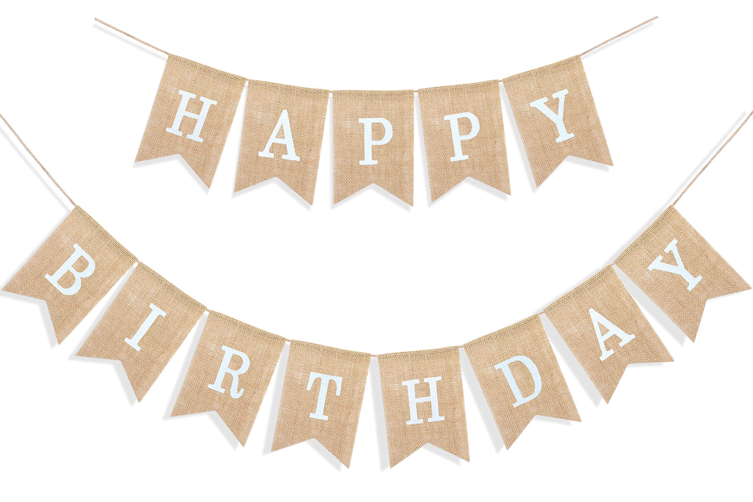 Uniwish Happy Birthday Banner for Birthday Party Decorations, Rustic Burlap Bunting Swallowtail F... | Amazon (US)