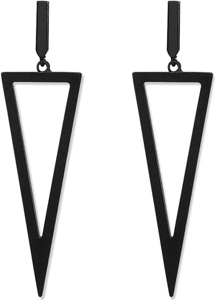 Black Metal Triangle Dangle Drop Earrings For Women | Amazon (US)