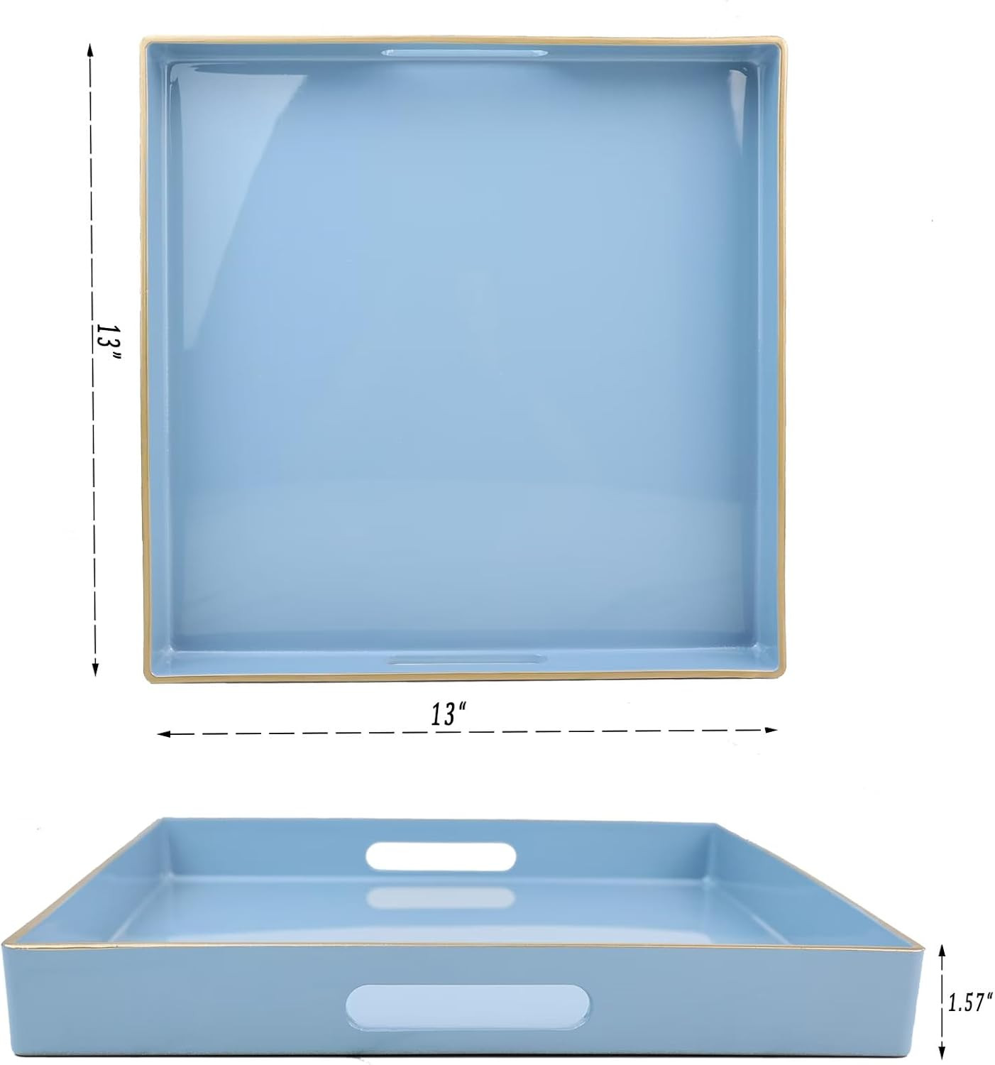 Spsyrine Light Blue Decorative Tray for Living Room, Square Modern Plastic Round Coffee Serving T... | Amazon (US)