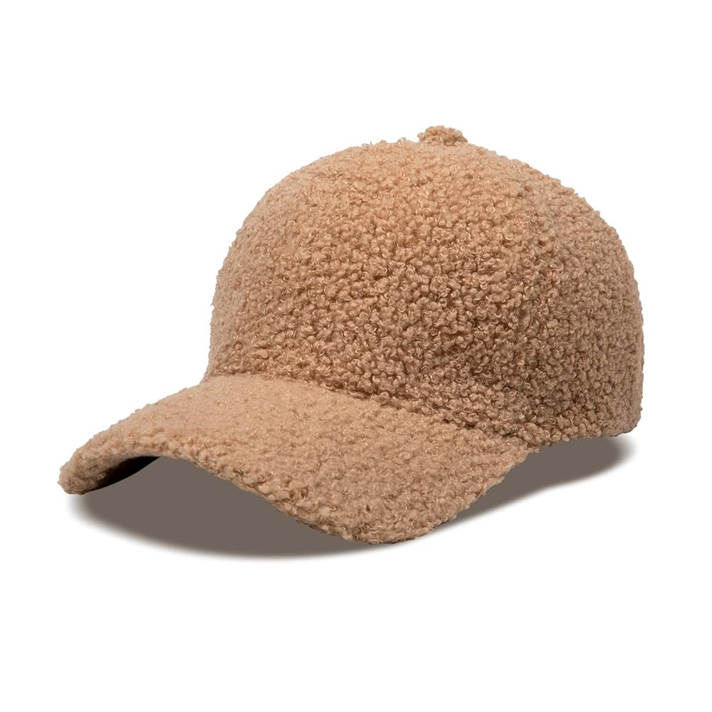 Women's Winter Baseball Cap Adjustable Solid Color Lamb Wool Warm Baseball Cap Unisex Unconstruct... | Amazon (US)