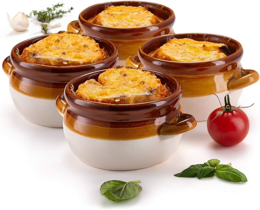 French Onion Soup Bowl, by Kook, French Onion Soup, Oven Safe Bowls, Soup Crocks, Ceramic, Handle... | Amazon (US)