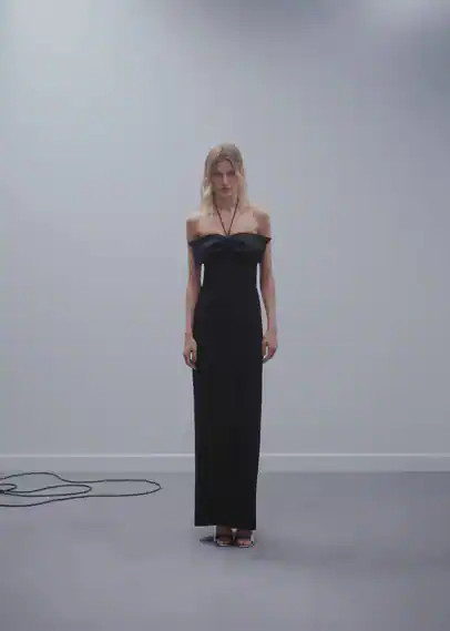 Crossed dress with bow neckline | MANGO (UK)