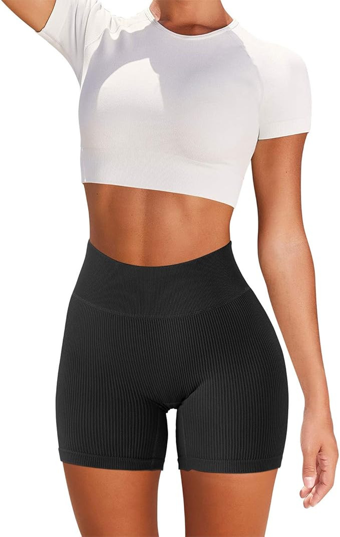 SUUKSESS Women Ribbed Seamless Leggings High Waisted Workout Gym Yoga Pants | Amazon (US)
