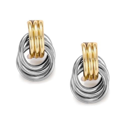 Chunky Gold Statement Earrings - Trendy, Fashion Knot Geometric Drop Dangle Earrings - Minimalist... | Amazon (US)