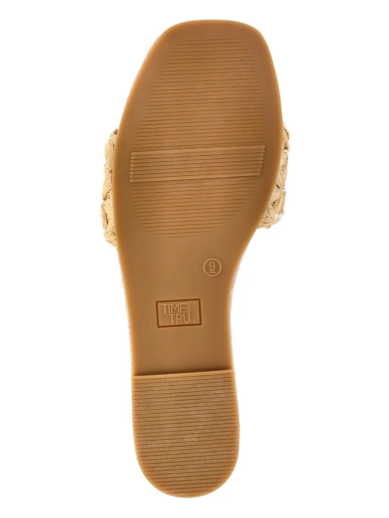 Time and Tru Women's Raffia Slide Sandals | Walmart (US)