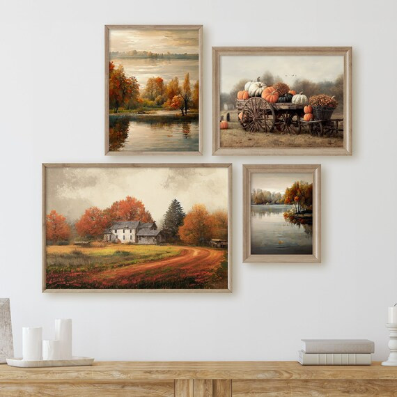 Autumn Gallery Set Fall Foliage Wall Art Set Autumn - Etsy | Etsy (US)