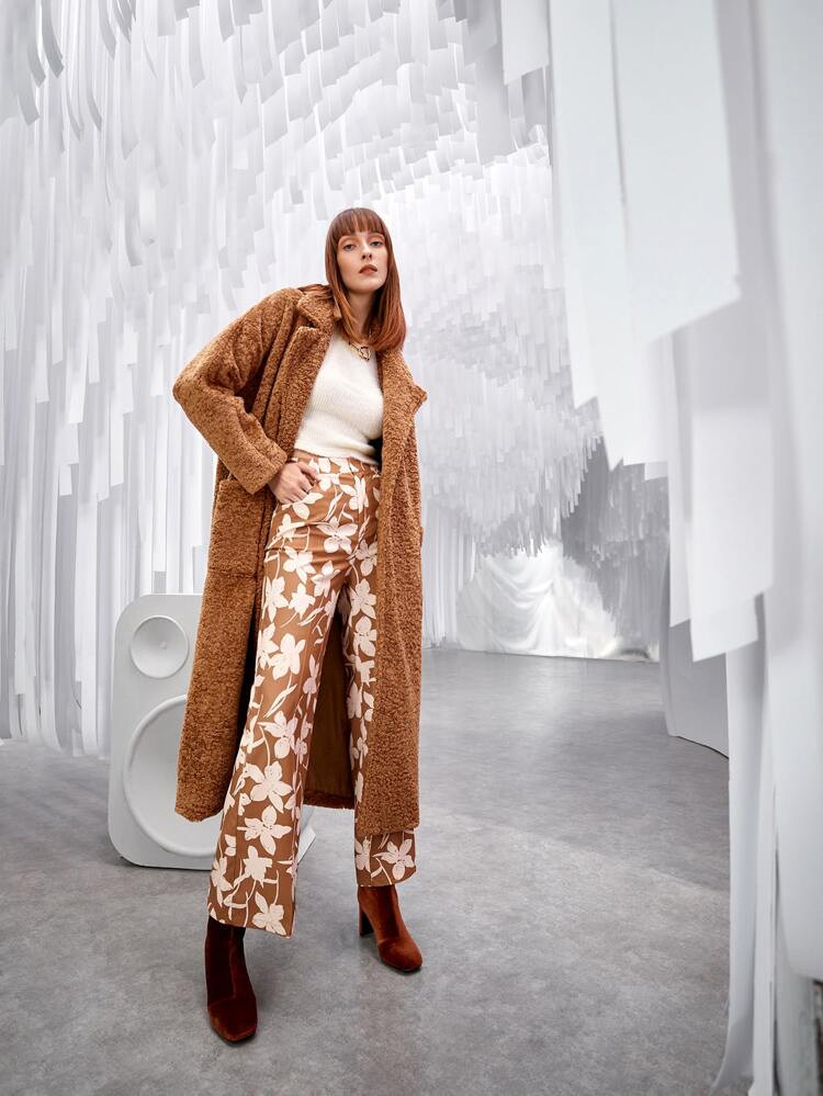 SHEIN Floral Print Slant Pocket Pants | SHEIN