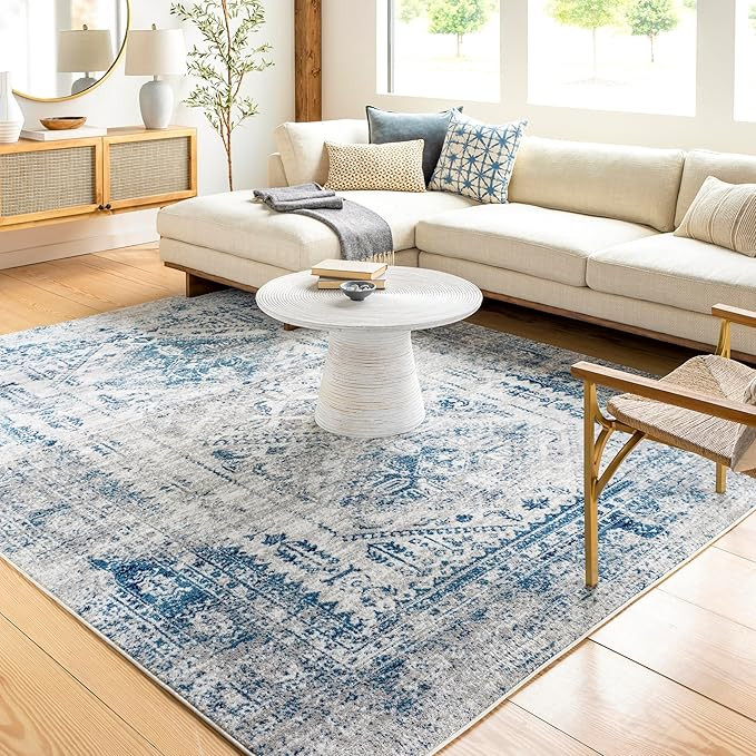Desta Vintage Oriental Area Rug,7'10" x 10'2",Blue/White | Amazon (US)