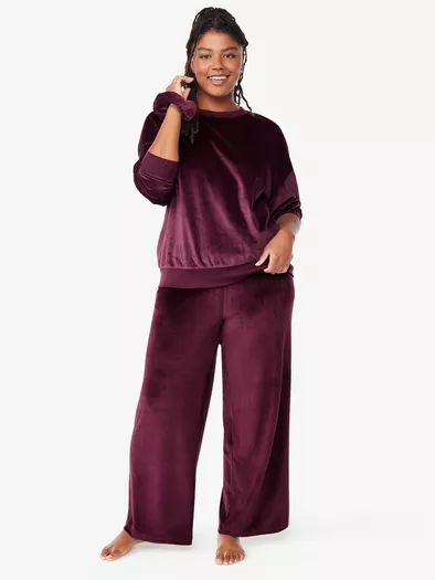 Time and Tru Women's Velour Top and Pants Set, 2-Piece, Sizes S-XXXL 