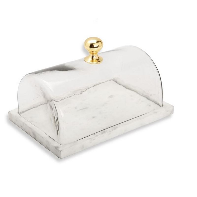 Classic Touch Rectangular Marble Cake Dome with Gold Branch Knob | Target