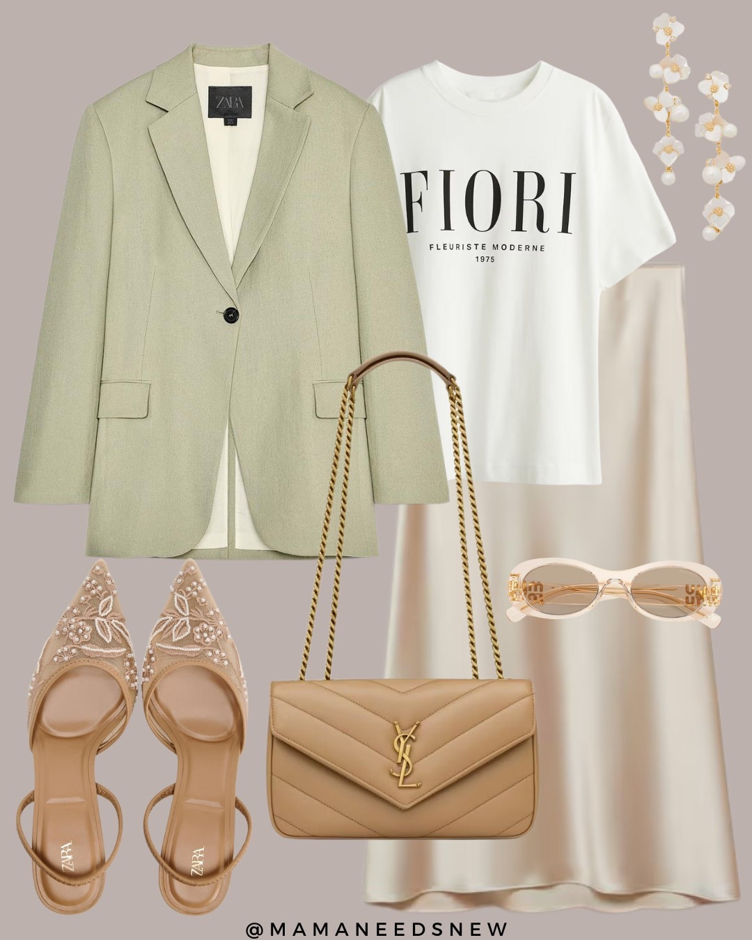 A spring outfit with a linen blend blazer, graphic tshirt, satin skirt, shoulder bag & heels 🤍

#LTKStyleTip #LTKSpringSale #LTKSaleAlert