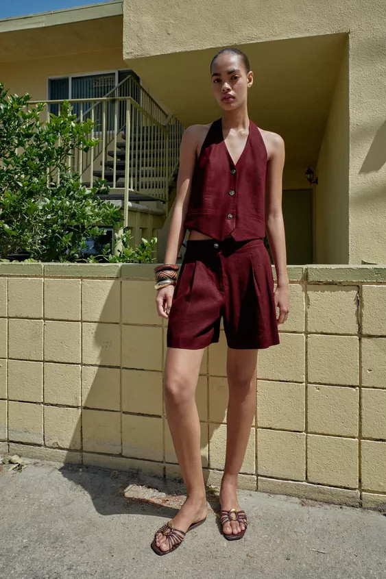 LINEN BLEND HALTER WAISTCOAT | Zara UK